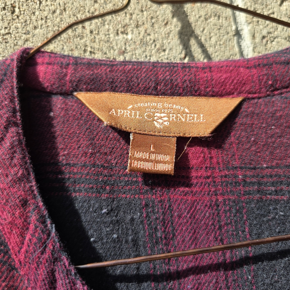 April Cornell Cabincore Modern Prarie Plaid Dress in Red and Black - Picture 5 of 8